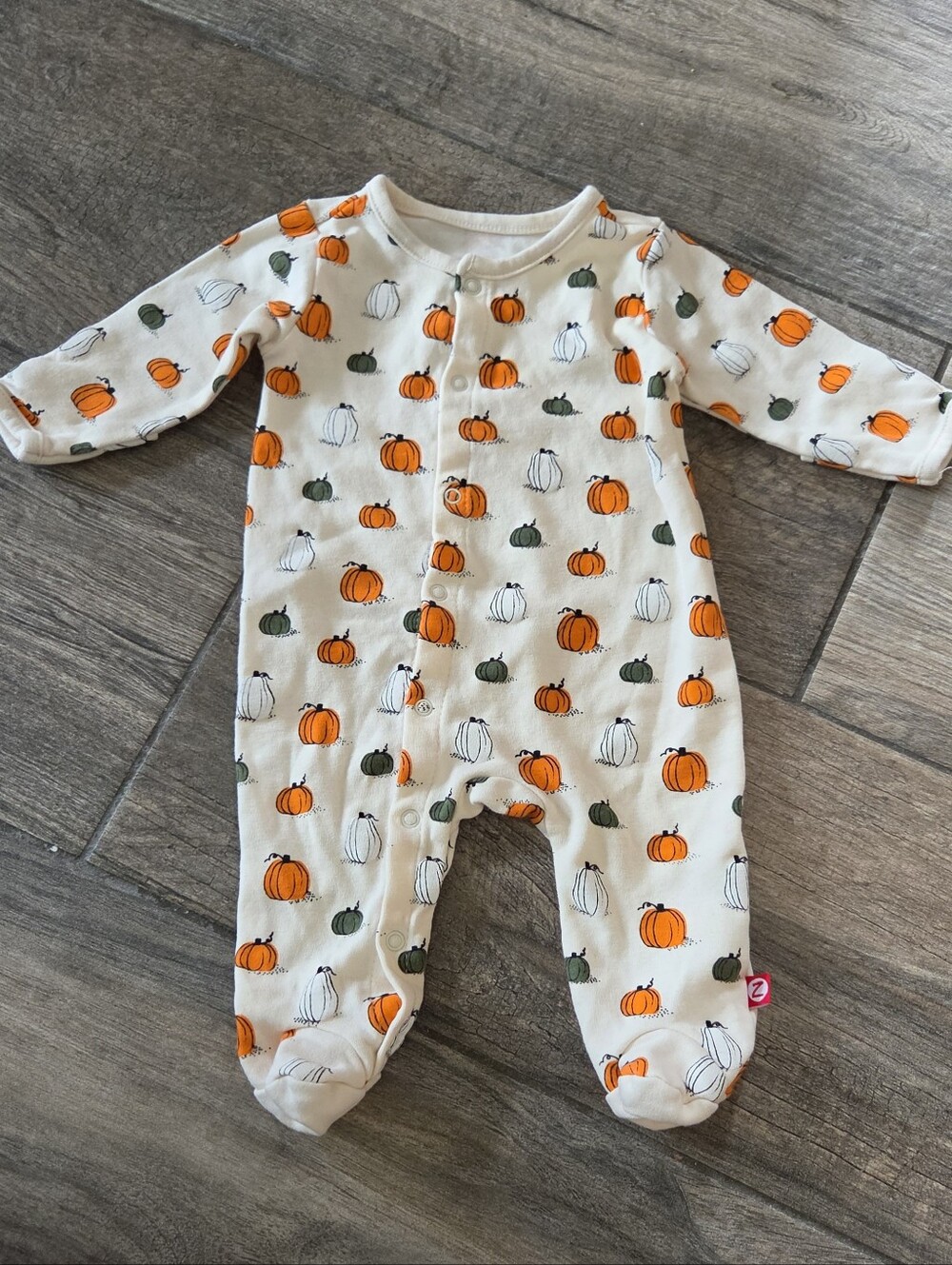 Zutano EUC 3 Months Pumpkin Print Footie Romper